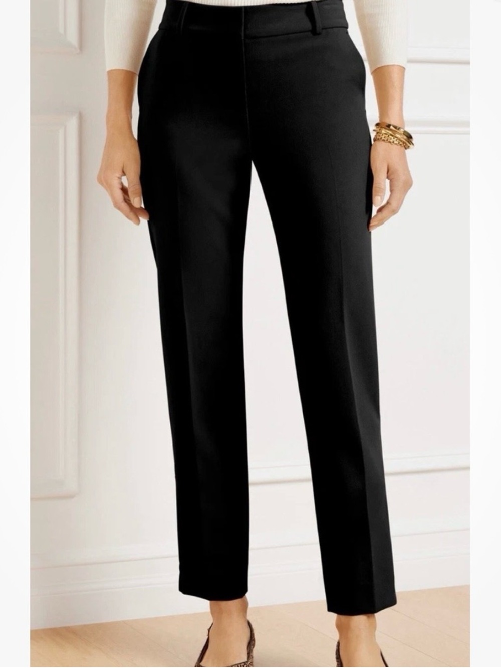 Talbots Hampshire black ankle pants women’s 8 petite stretch, mid rise, career